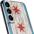 Chicago Flag Dark Wood Galaxy S22 Skin